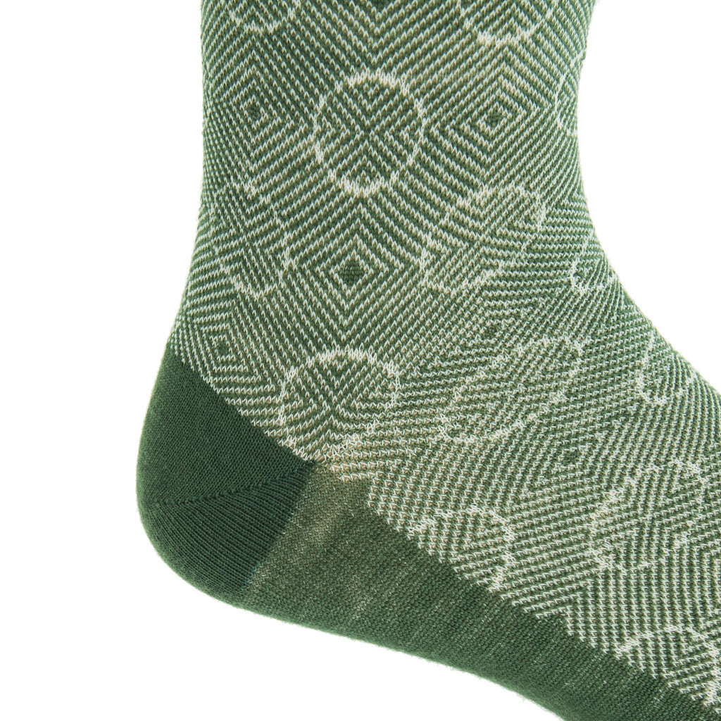 Mid-Calf-Pine-Green-cream optic circles wool