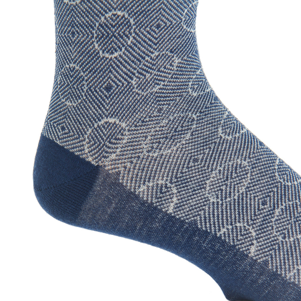 mid-calf dress navy/taupe optic circles wool