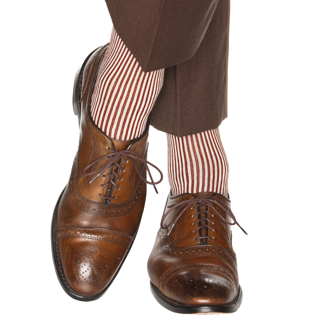 narrow vertical stripe sock cotton
