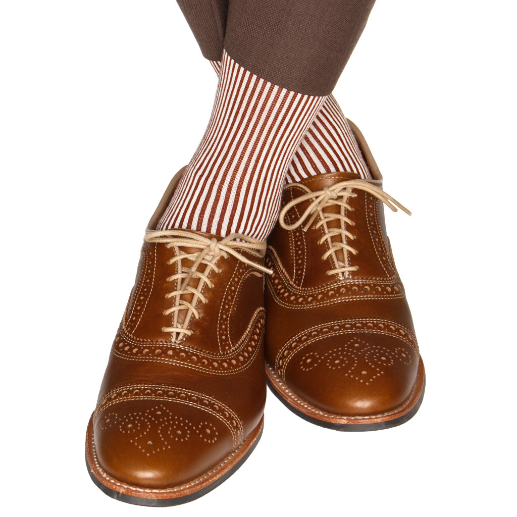 narrow vertical stripe sock cotton