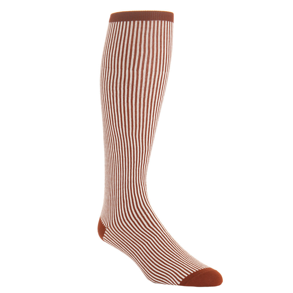 over-the-calf whiskey/cream vertical stripe