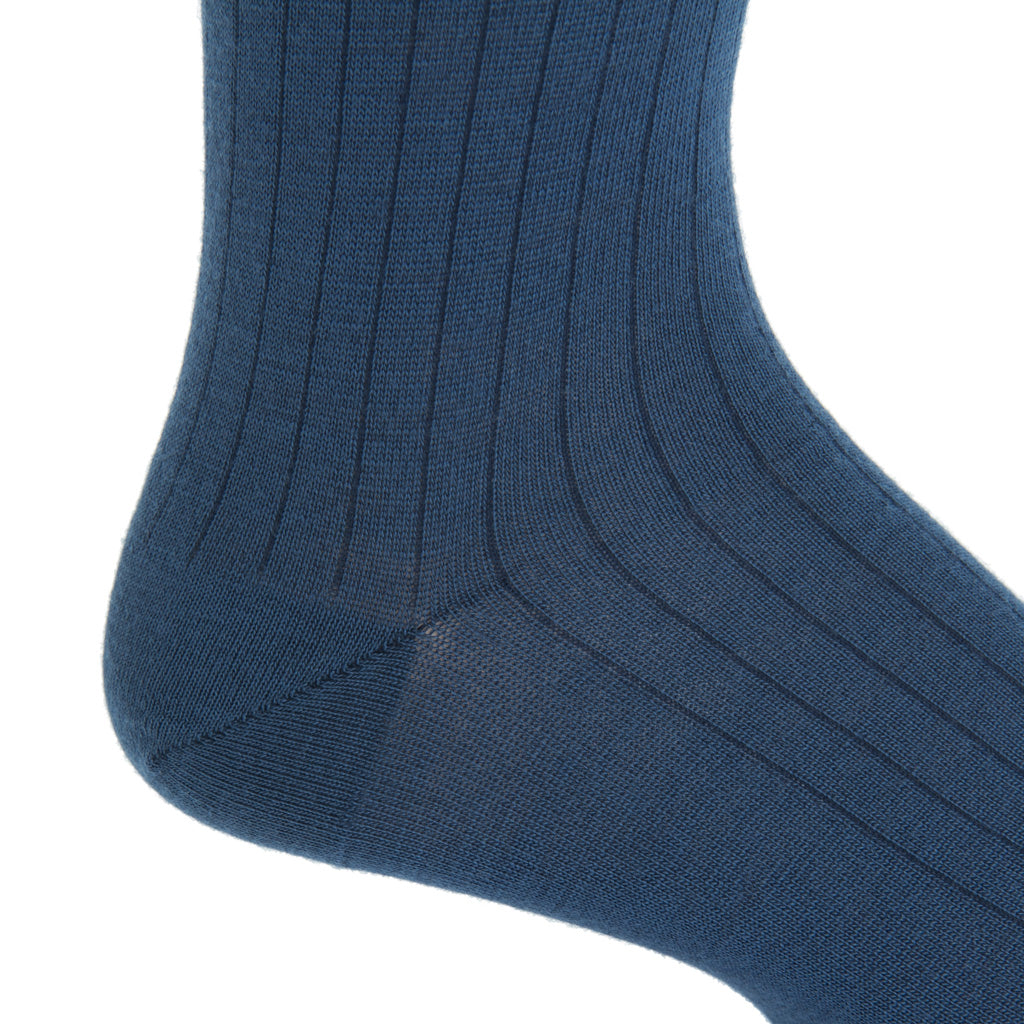 mid-calf bay blue wool sock