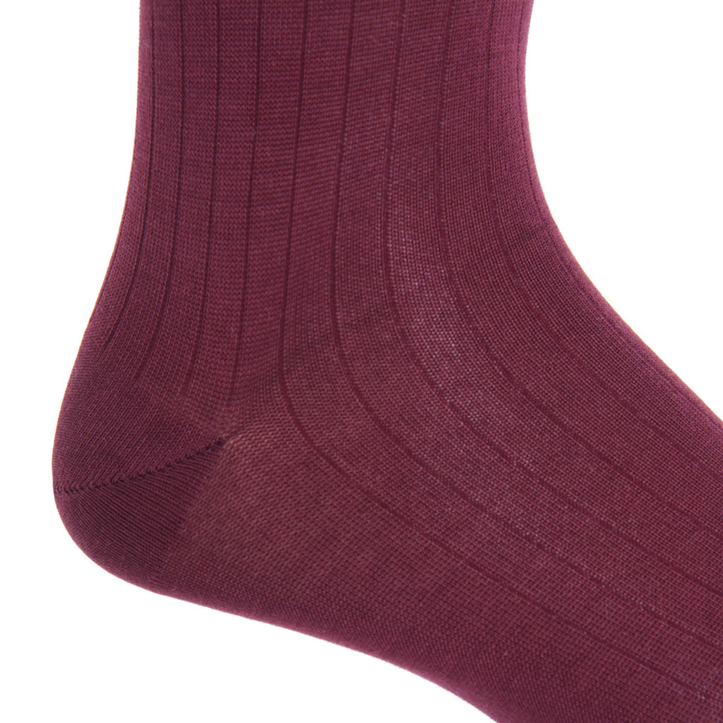 mid-calf Merlot Ribbed cotton sock