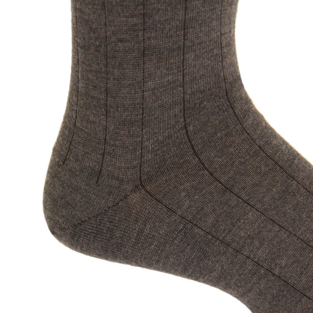 Mid-calf Brown Ribbed Cashmere