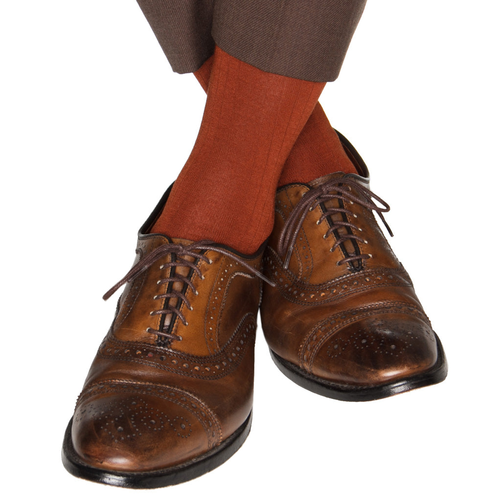 Whiskey Brown Ribbed Cotton Sock