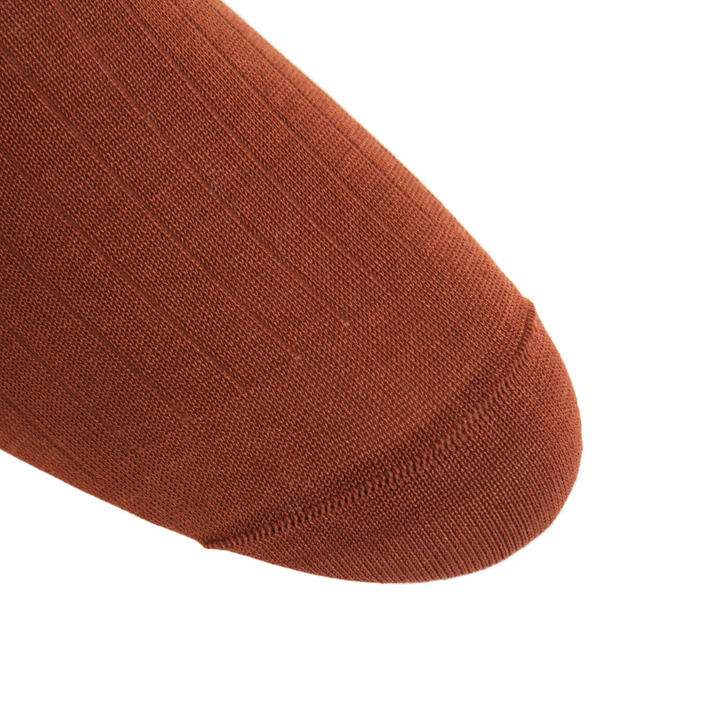 linked-toe Whiskey Brown Ribbed Cotton Sock