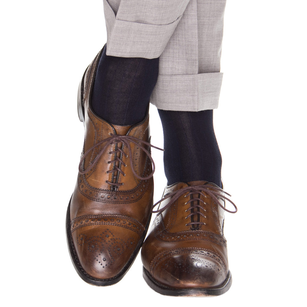 Men's navy dress sock over the calf 8-12