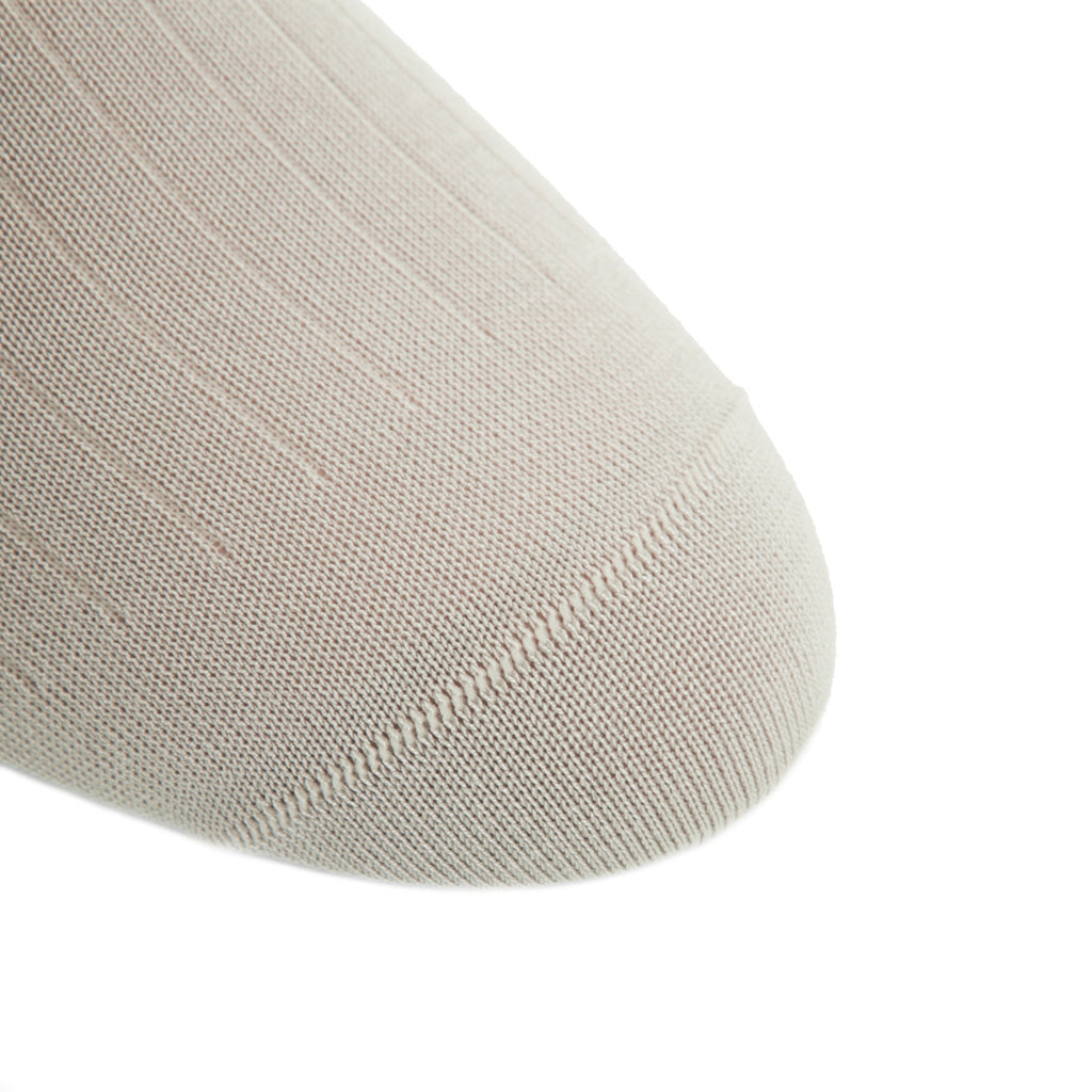 Tan Solid Ribbed Cotton Mid-Calf Sock