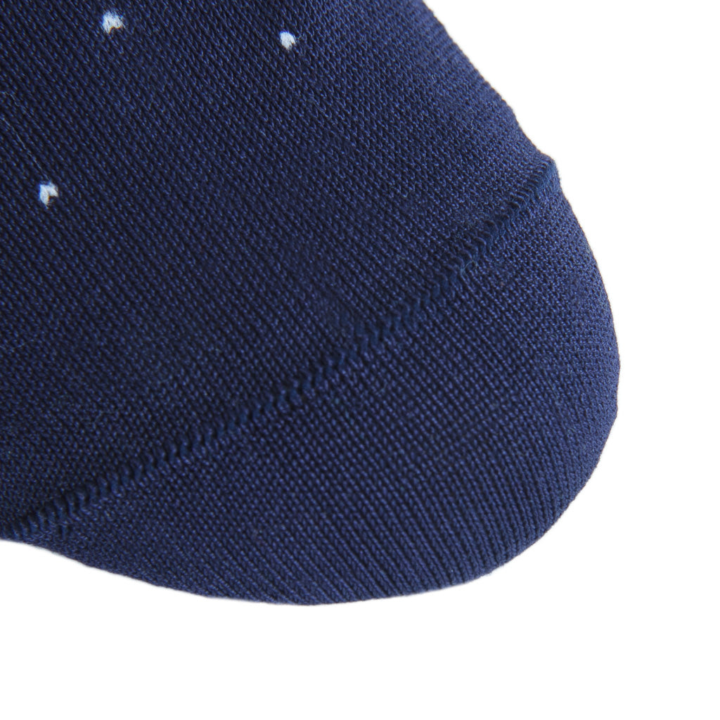 Classic Navy with White Pin Dot Cotton Over-the-Calf Sock