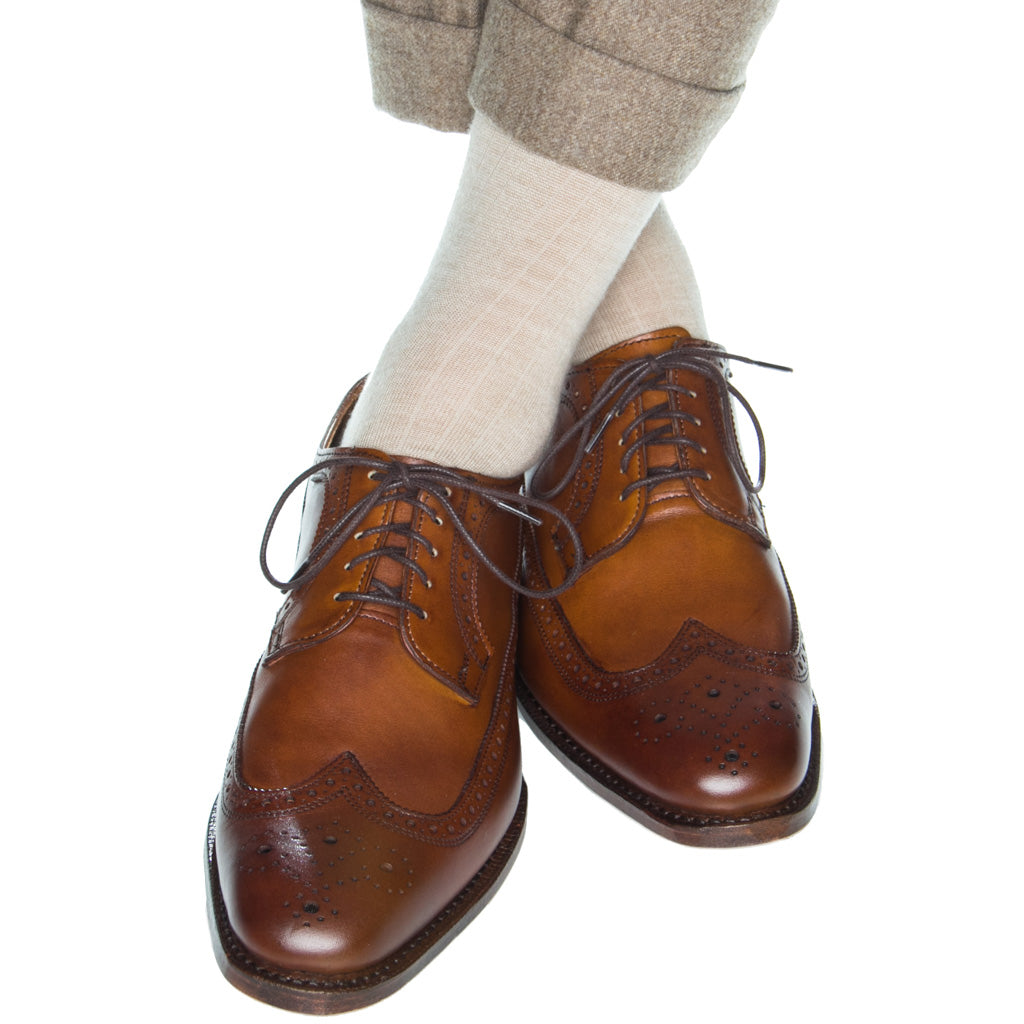 Cream Solid Ribbed Cotton Sock Linked Toe Mid-Calf – Dapper Classics®