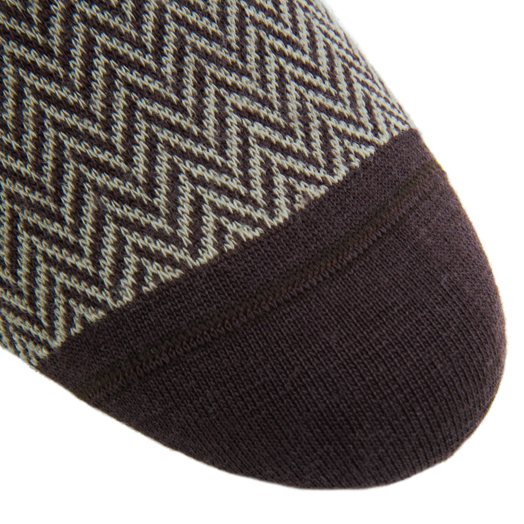 Coffee-Brown-Taupe-Herringbone-Sock
