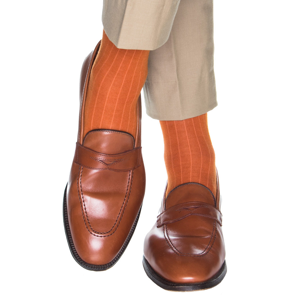 Men's Burnt Orange Dress Socks