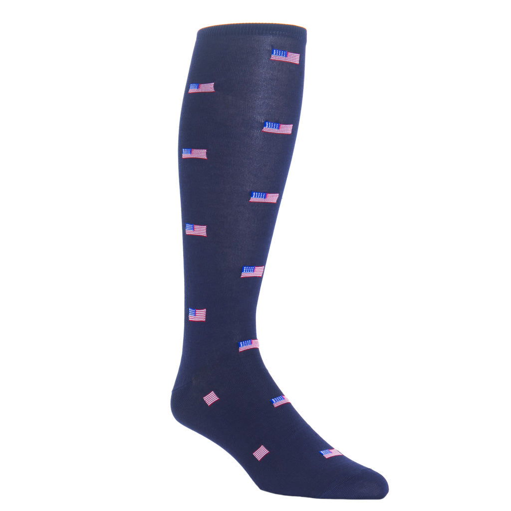 Classic Navy, Red, White, and Clematis Blue American Flags Cotton Sock ...