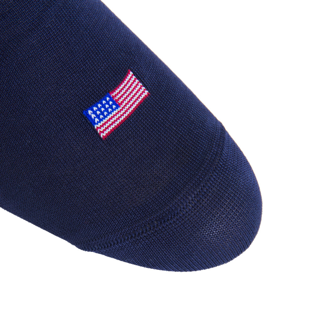 Classic Navy, Red, White, and Clematis Blue American Flags Cotton Over-the-Calf Sock