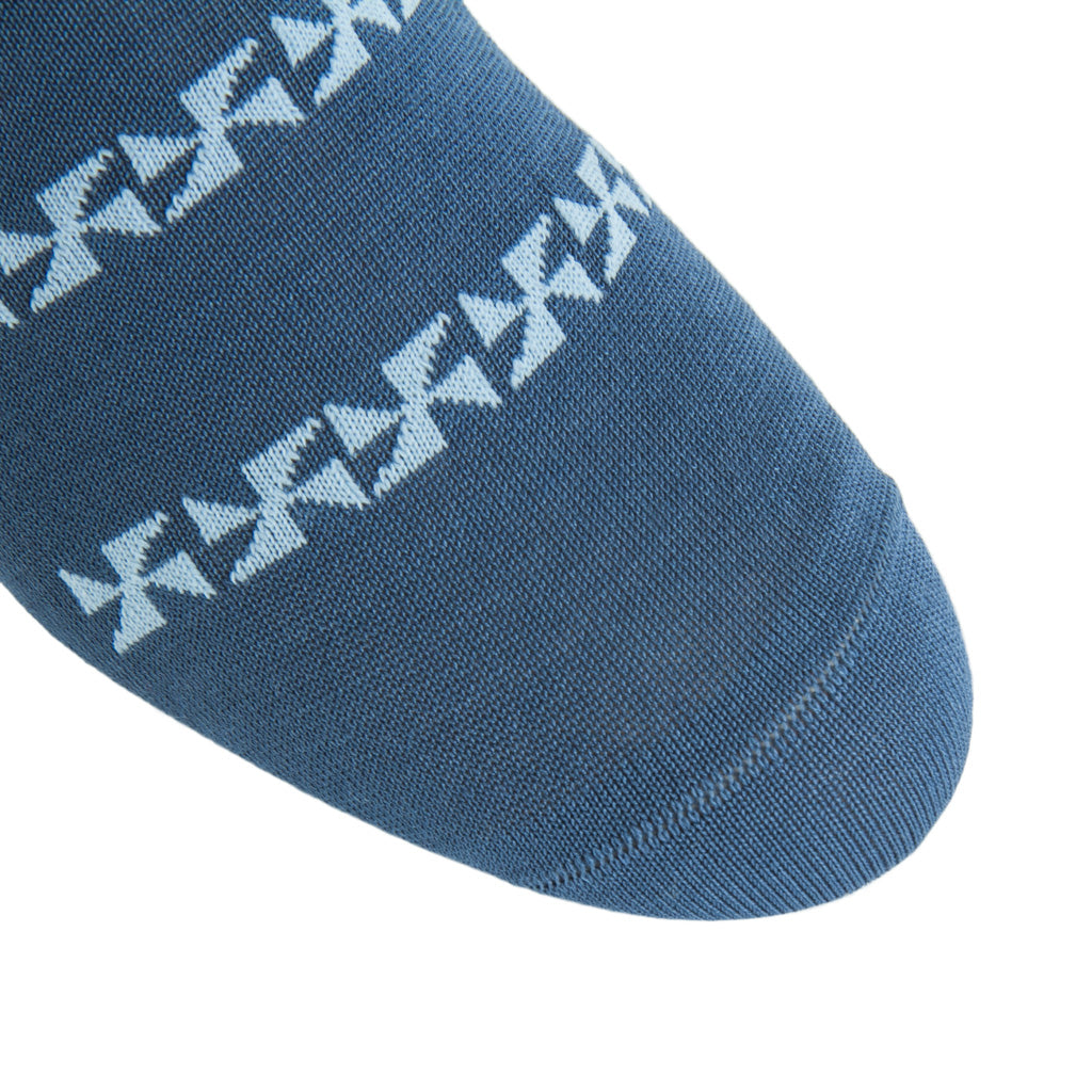 Indigo Blue with Sky Blue Pinwheel Cotton Sock OTC