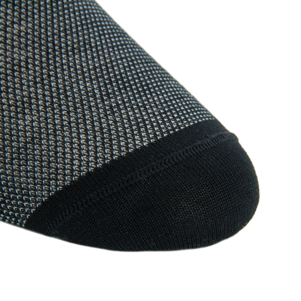 Black and Ash Nailhead Cotton Sock Linked Toe Mid-Calf Black and Ash Nailhead Cotton Sock Linked Toe Mid-Calf