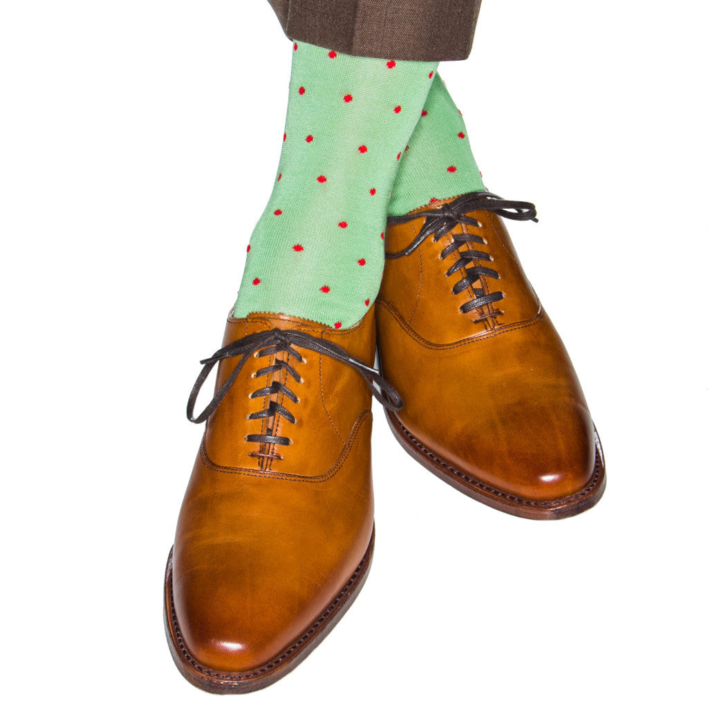 Green-Holiday-Socks-with-Red-Mid-Calf