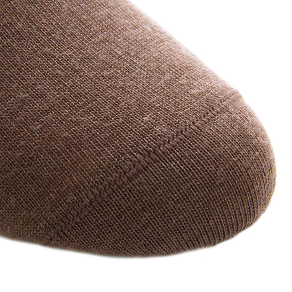 Brown with Taupe Stripe Linked Toe Fine Merino Wool Mid-Calf - mid-calf - dapper-classics - 4
