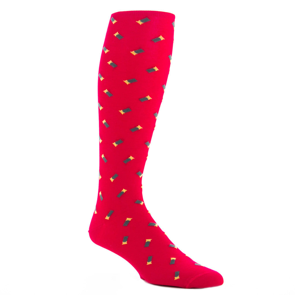 Red with Green Shotgun Shell Sock Linked Toe OTC - over-the-calf - dapper-classics
