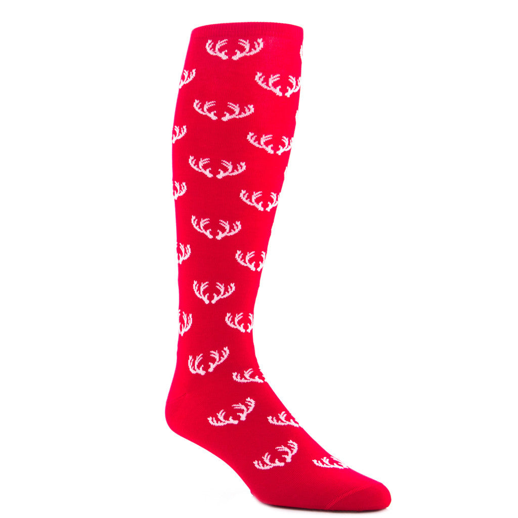 Red with White Antler Sock Linked Toe OTC - over-the-calf - dapper-classics - 2