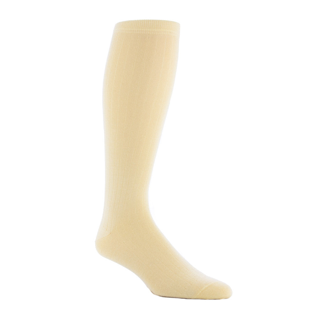 Buttercream Ribbed Solid Fine Merino Wool Linked Toe OTC - over-the-calf - dapper-classics